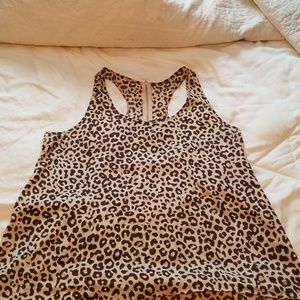 Leopard print racer back hi low tank